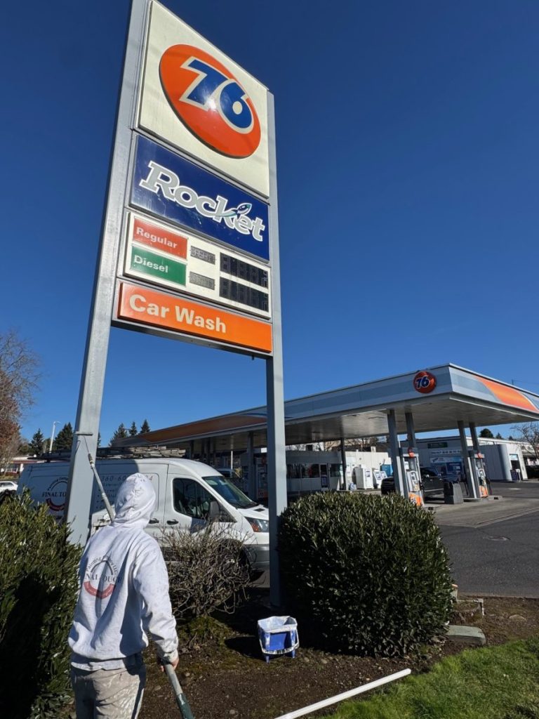 Gas station exterior refresh paint job in Portland